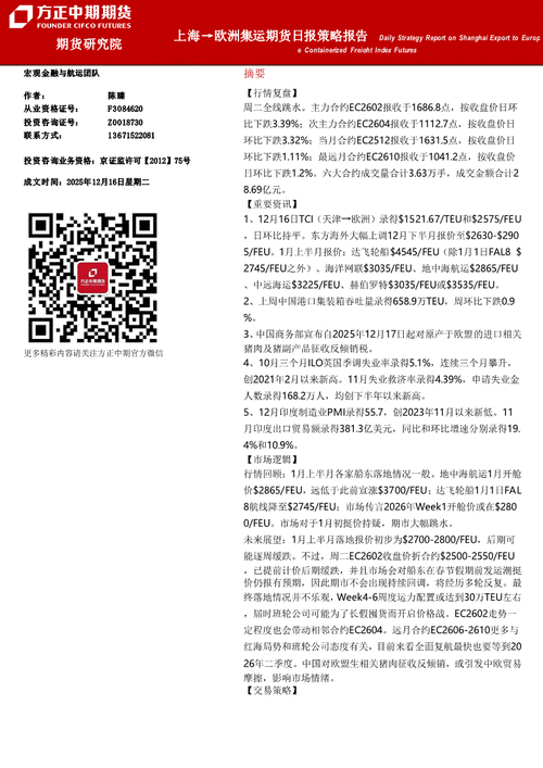 方正中期期货-上海→欧洲集装箱期货每日策略报告-240624